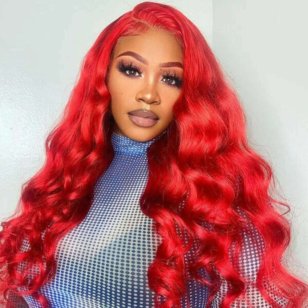 KIMLUD, Honeyblonde Human Hair Wig 13x4 HD Lace Front Wig 27# Colored Body Wave Blonde Lace Front Wigs Human Hair 180% Density, Red Wig / 26inches / 180%, KIMLUD APPAREL - Womens Clothes