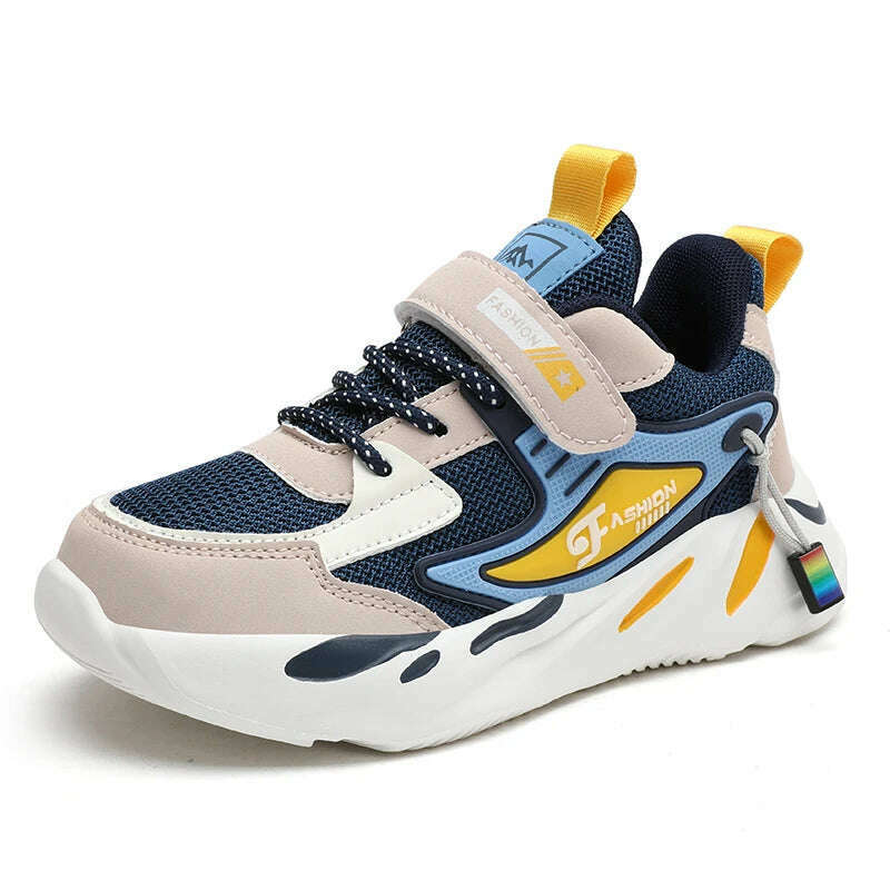 KIMLUD, Kid Sneakers Sport Shoes for Boys Fashion Leather Children Breathable Mesh Comfort Shoes Casual Walking Outdoor Running Shoes, Dark Blue / 31, KIMLUD Women's Clothes