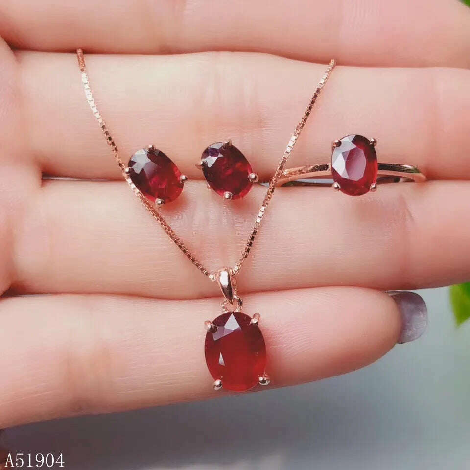 KIMLUD, KJJEAXCMY Boutique Jewelry 925 Sterling Silver Inlaid Natural Ruby Female Necklace Chain Pendant Earrings Luxury Set Support Tes, White / Resizable / 45cm, KIMLUD APPAREL - Womens Clothes