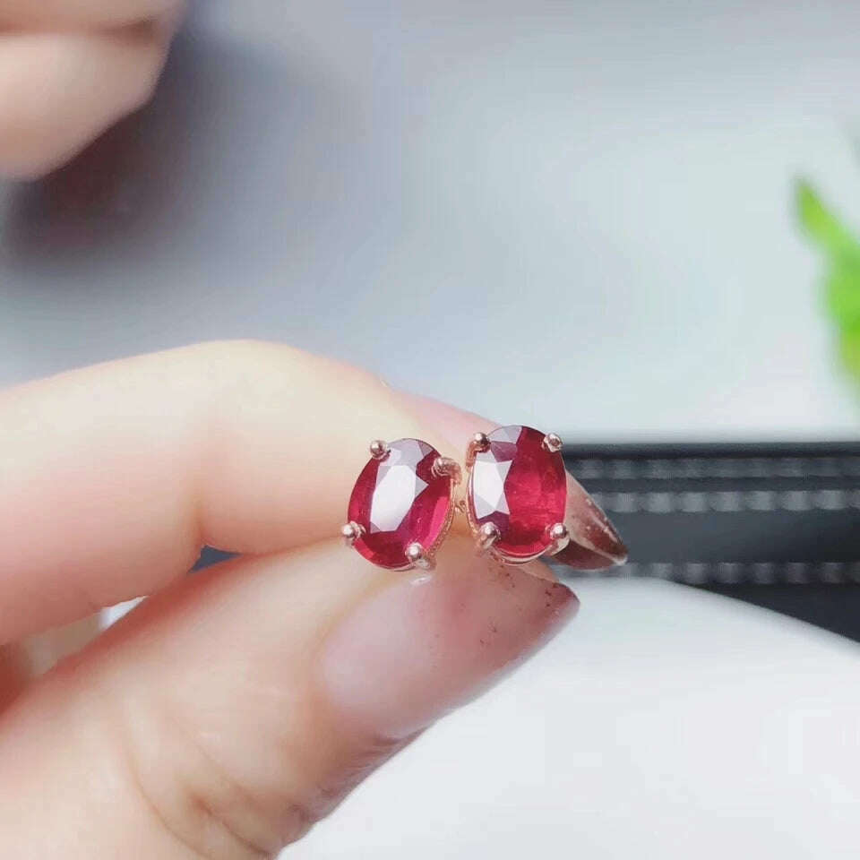 KIMLUD, KJJEAXCMY Boutique Jewelry 925 Sterling Silver Inlaid Natural Ruby Female Necklace Chain Pendant Earrings Luxury Set Support Tes, KIMLUD Womens Clothes