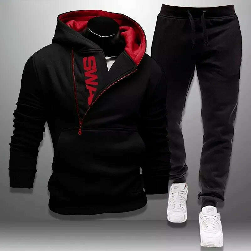 KIMLUD, Mens Tracksuits Sweatshirt + Sweatpants Sportswear Zipper Hoodies Casual Male Clothing Large Size, KIMLUD Women's Clothes