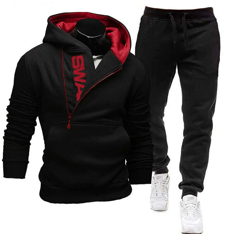 KIMLUD, Mens Tracksuits Sweatshirt + Sweatpants Sportswear Zipper Hoodies Casual Male Clothing Large Size, KIMLUD Womens Clothes