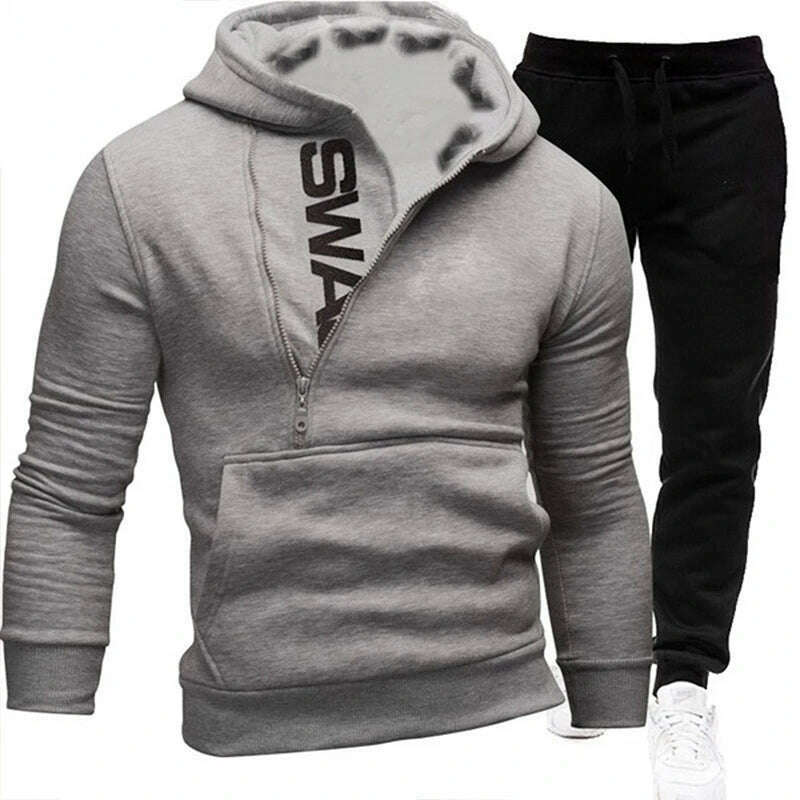 KIMLUD, Mens Tracksuits Sweatshirt + Sweatpants Sportswear Zipper Hoodies Casual Male Clothing Large Size, KIMLUD Womens Clothes