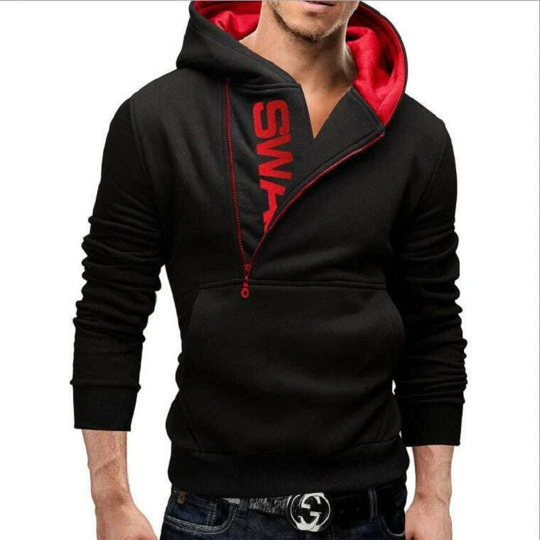 KIMLUD, Mens Tracksuits Sweatshirt + Sweatpants Sportswear Zipper Hoodies Casual Male Clothing Large Size, BlackRed top / Asia 2XL(EU XL), KIMLUD Womens Clothes