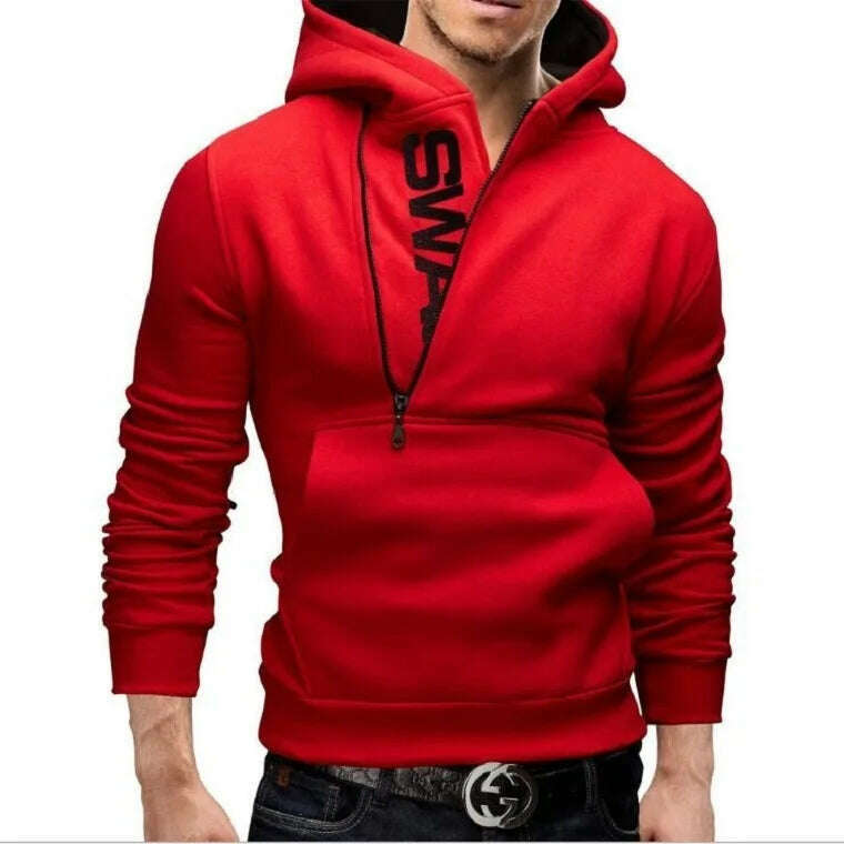 KIMLUD, Mens Tracksuits Sweatshirt + Sweatpants Sportswear Zipper Hoodies Casual Male Clothing Large Size, Red top / Asia 2XL(EU XL), KIMLUD Womens Clothes