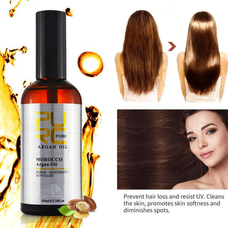 KIMLUD, PURC Morocco Hair Oil Care Essence Repair Frizz Damaged Anti Hair Loss Treatment Smoothing Soft Hair Care Beauty Bealth Products, KIMLUD Womens Clothes
