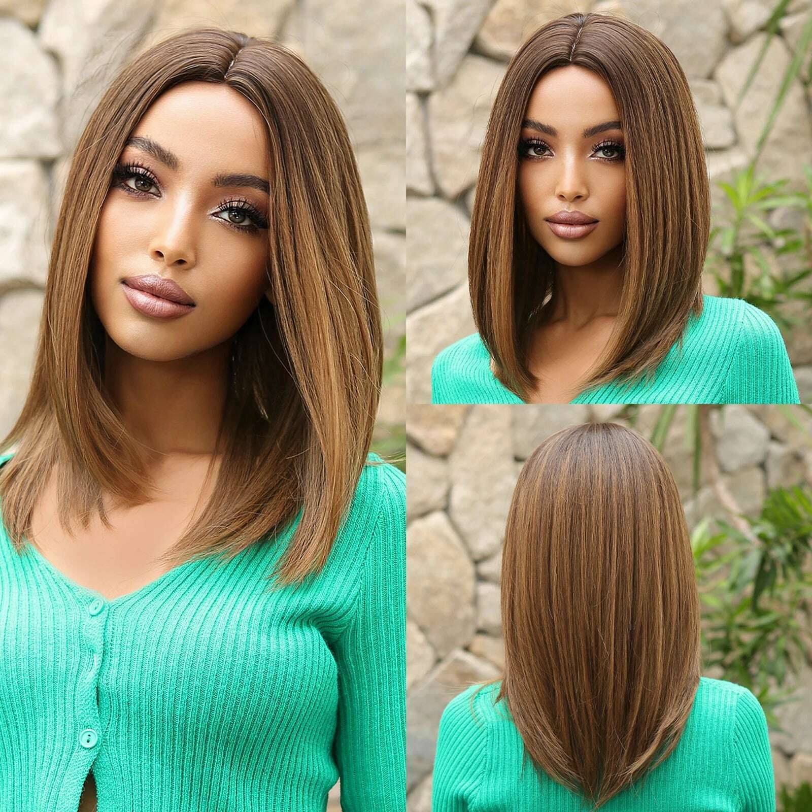 Purple Pink Ombre Black Short Straight Synthetic Wigs with Bangs Bob Wig for Women Daily Cosplay Party Heat Resistant Fake Hairs - KIMLUD