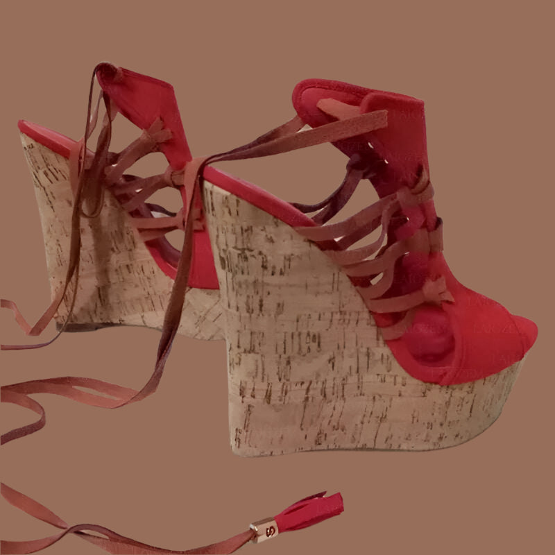 SEIIHEM Women Sandals Platform Wedges Faux Suede Open Toe Height Increase Ladies Handmade Shoes Woman Plus Size 39 41 43 45 48 - KIMLUD