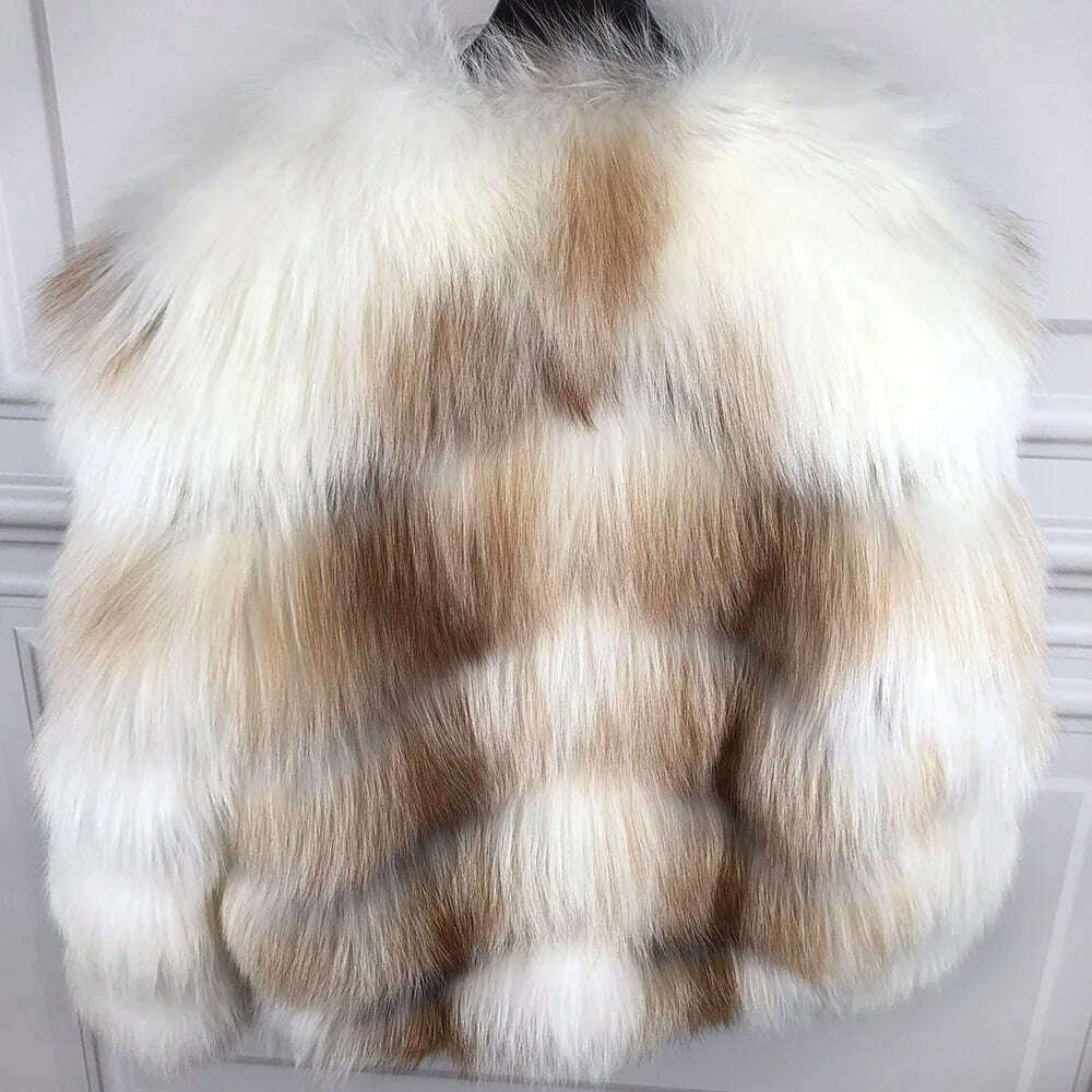 KIMLUD, YOLOAgain Winter Autumn Warm Real Fox Fur Coat Women Outerwear, KIMLUD Womens Clothes