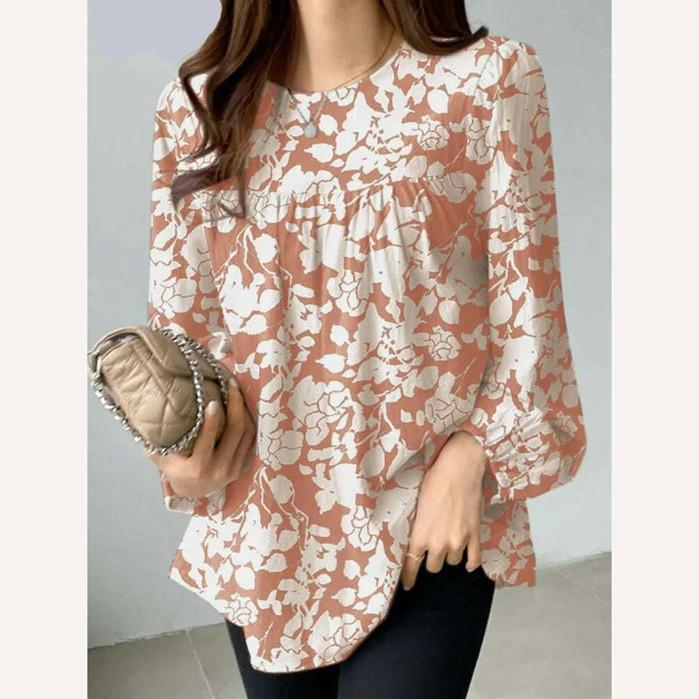 KIMLUD, ZANZEA Bohemian Floral Printed Blouse Fashion O-Neck Puff Sleeve Shirts Spring Female Elegant Blusas Holiday Loose Chemise 2023, KIMLUD Womens Clothes