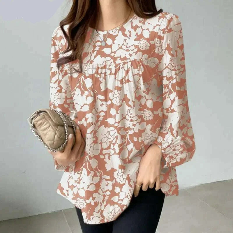 KIMLUD, ZANZEA Bohemian Floral Printed Blouse Fashion O-Neck Puff Sleeve Shirts Spring Female Elegant Blusas Holiday Loose Chemise 2023, KIMLUD Womens Clothes