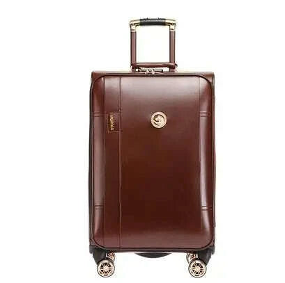 PU Leather Suitcases With Wheels - Black | KIMLUD