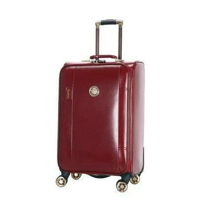 PU Leather Suitcases With Wheels - Black | KIMLUD