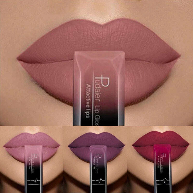Pudaier 21 Color Lip Gloss Waterproof Matte Liquid Lipstick Moisturizing Lip Gloss Lip Makeup Beauty Cosmetics - KIMLUD