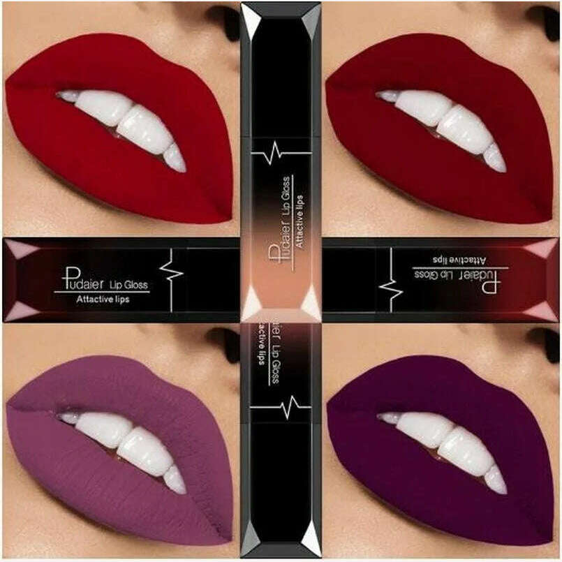 Pudaier 21 Color Lip Gloss Waterproof Matte Liquid Lipstick Moisturizing Lip Gloss Lip Makeup Beauty Cosmetics - KIMLUD