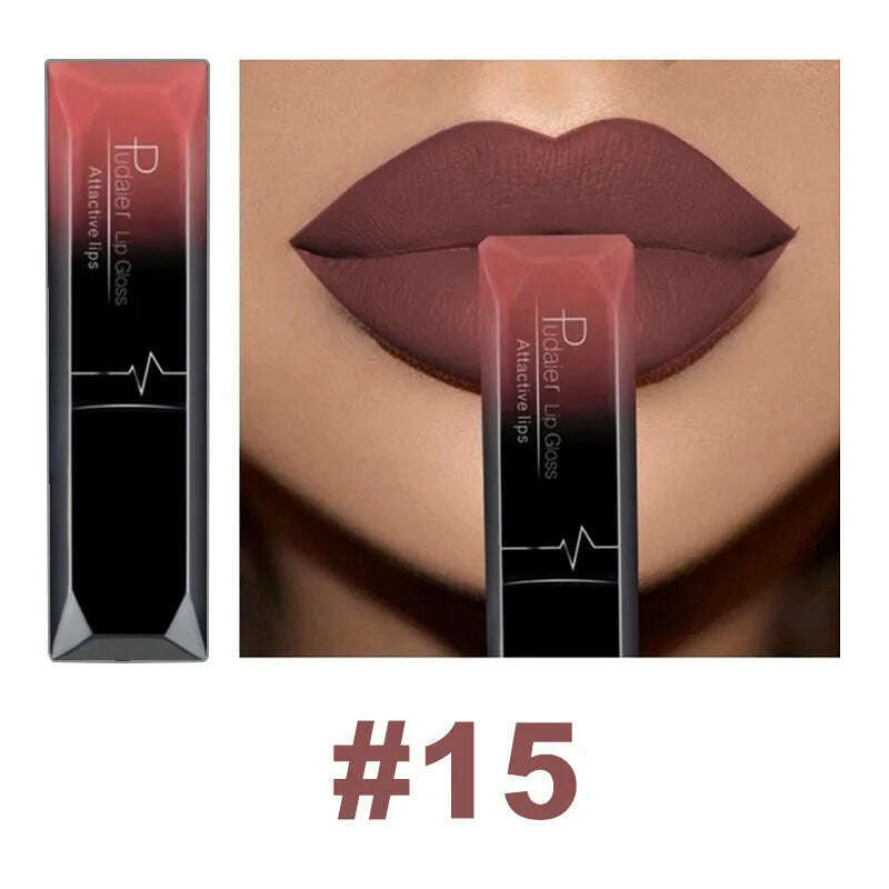 Pudaier 21 Color Lip Gloss Waterproof Matte Liquid Lipstick Moisturizing Lip Gloss Lip Makeup Beauty Cosmetics - KIMLUD
