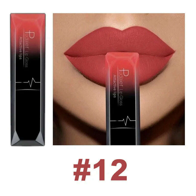 Pudaier 21 Color Lip Gloss Waterproof Matte Liquid Lipstick Moisturizing Lip Gloss Lip Makeup Beauty Cosmetics - KIMLUD