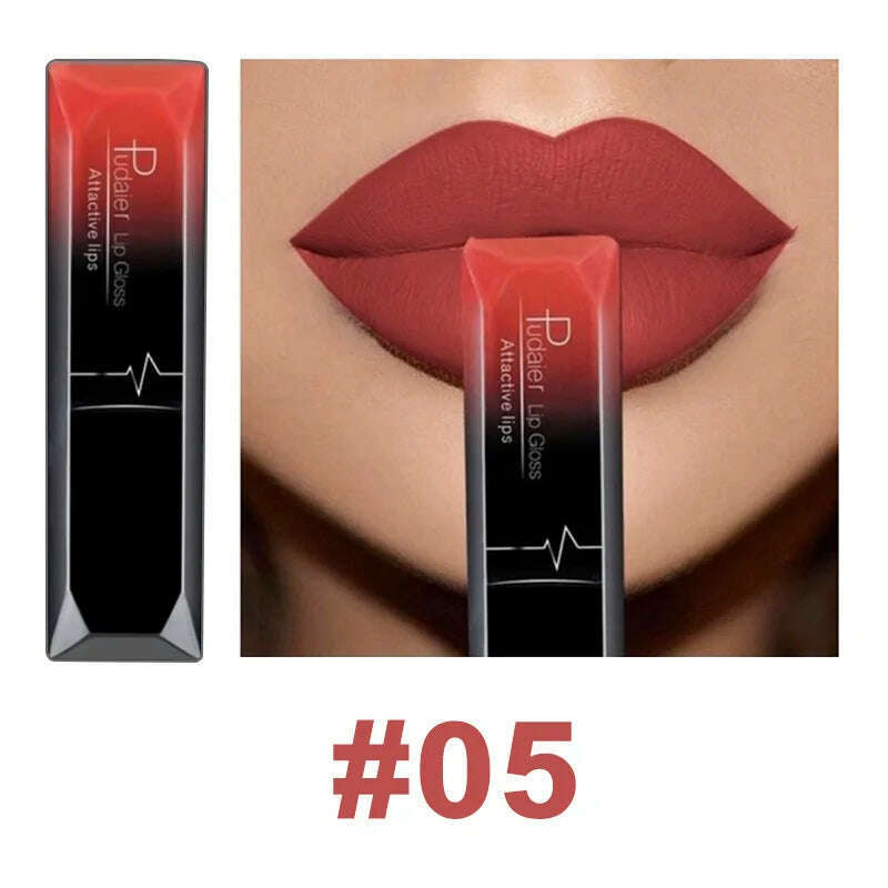 Pudaier 21 Color Lip Gloss Waterproof Matte Liquid Lipstick Moisturizing Lip Gloss Lip Makeup Beauty Cosmetics - KIMLUD
