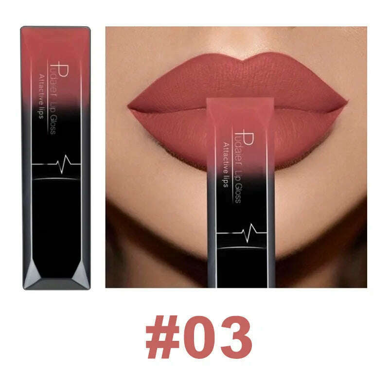 Pudaier 21 Color Lip Gloss Waterproof Matte Liquid Lipstick Moisturizing Lip Gloss Lip Makeup Beauty Cosmetics - KIMLUD