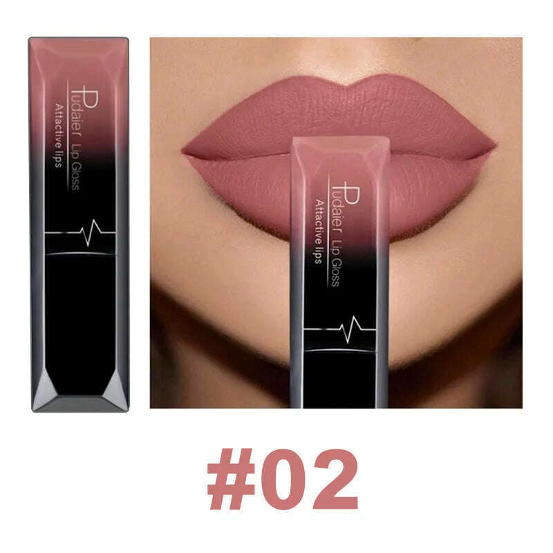 Pudaier 21 Color Lip Gloss Waterproof Matte Liquid Lipstick Moisturizing Lip Gloss Lip Makeup Beauty Cosmetics - KIMLUD