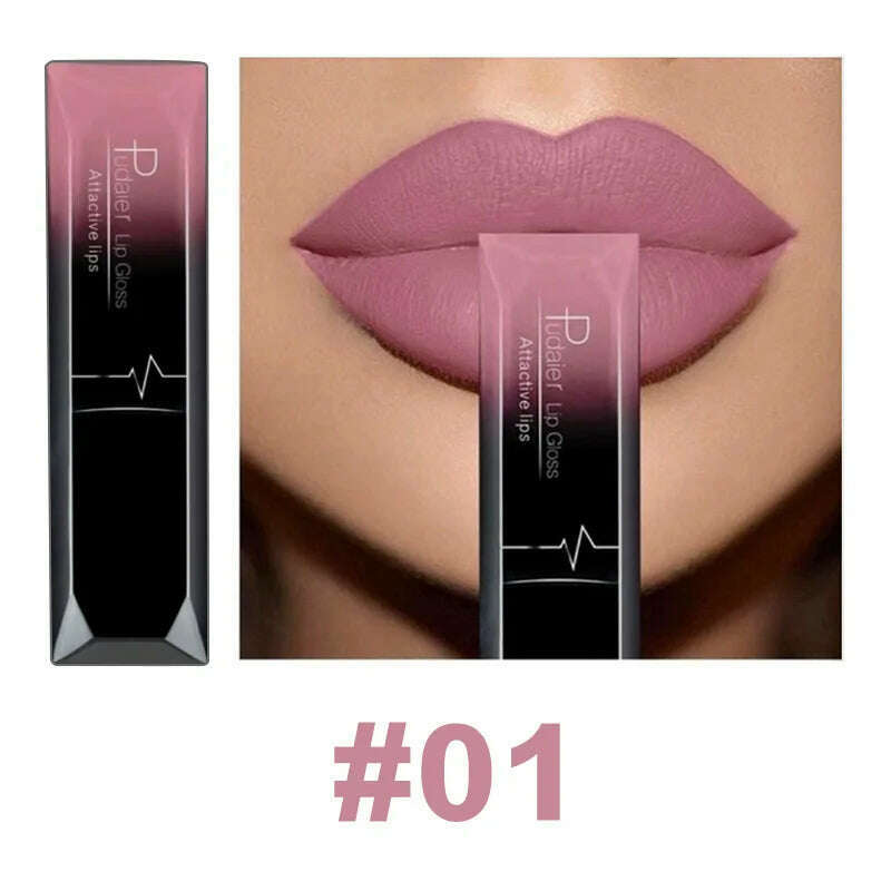 Pudaier 21 Color Lip Gloss Waterproof Matte Liquid Lipstick Moisturizing Lip Gloss Lip Makeup Beauty Cosmetics - KIMLUD
