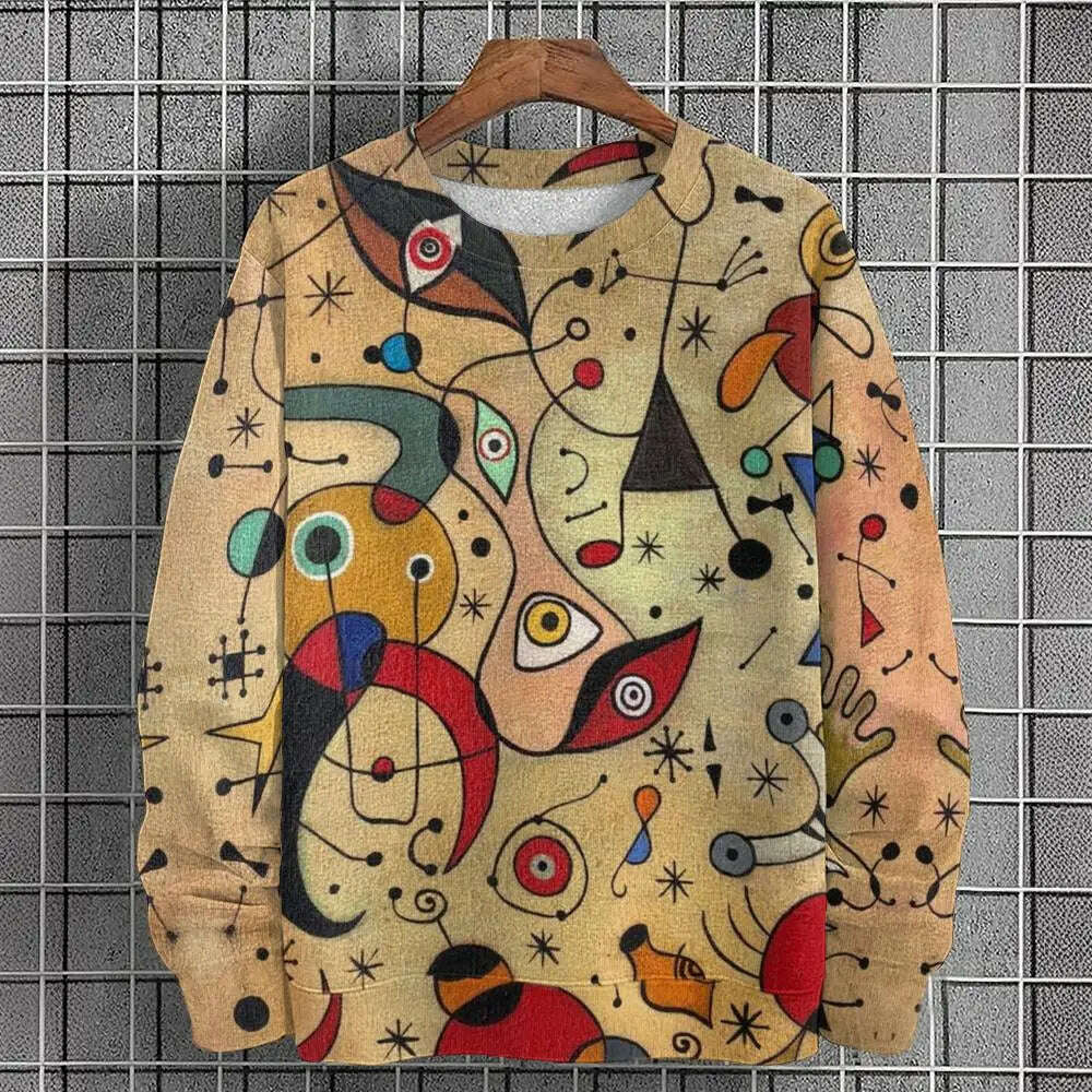 KIMLUD, Pullover Sweatshirt For Men Graffiti Graphic 3D Printing Long Sleeve Tops Oversized O-Neck Golf Pullover Casual Man Sweatshirts, AG01-SC20171 / 3XL, KIMLUD APPAREL - Womens Clothes