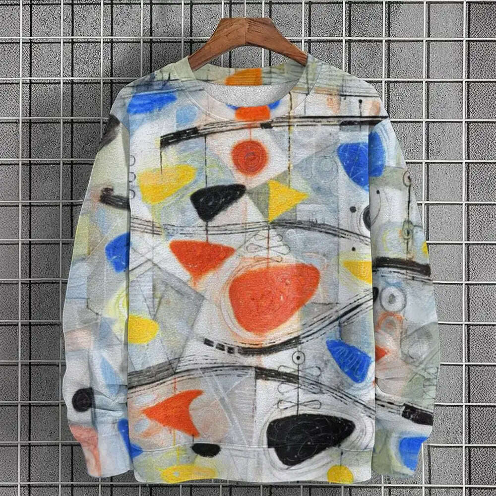 KIMLUD, Pullover Sweatshirt For Men Graffiti Graphic 3D Printing Long Sleeve Tops Oversized O-Neck Golf Pullover Casual Man Sweatshirts, AG01-SC20173 / 3XL, KIMLUD APPAREL - Womens Clothes