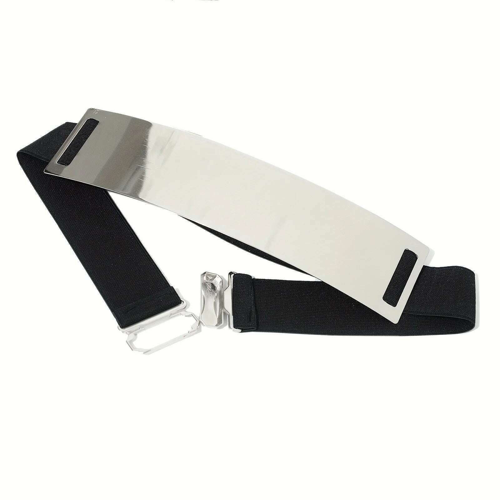 Punk-Elegant Metallic Glossy Wide Belt Waistband - Perfect for Y2K Dresses & Girdles! - KIMLUD