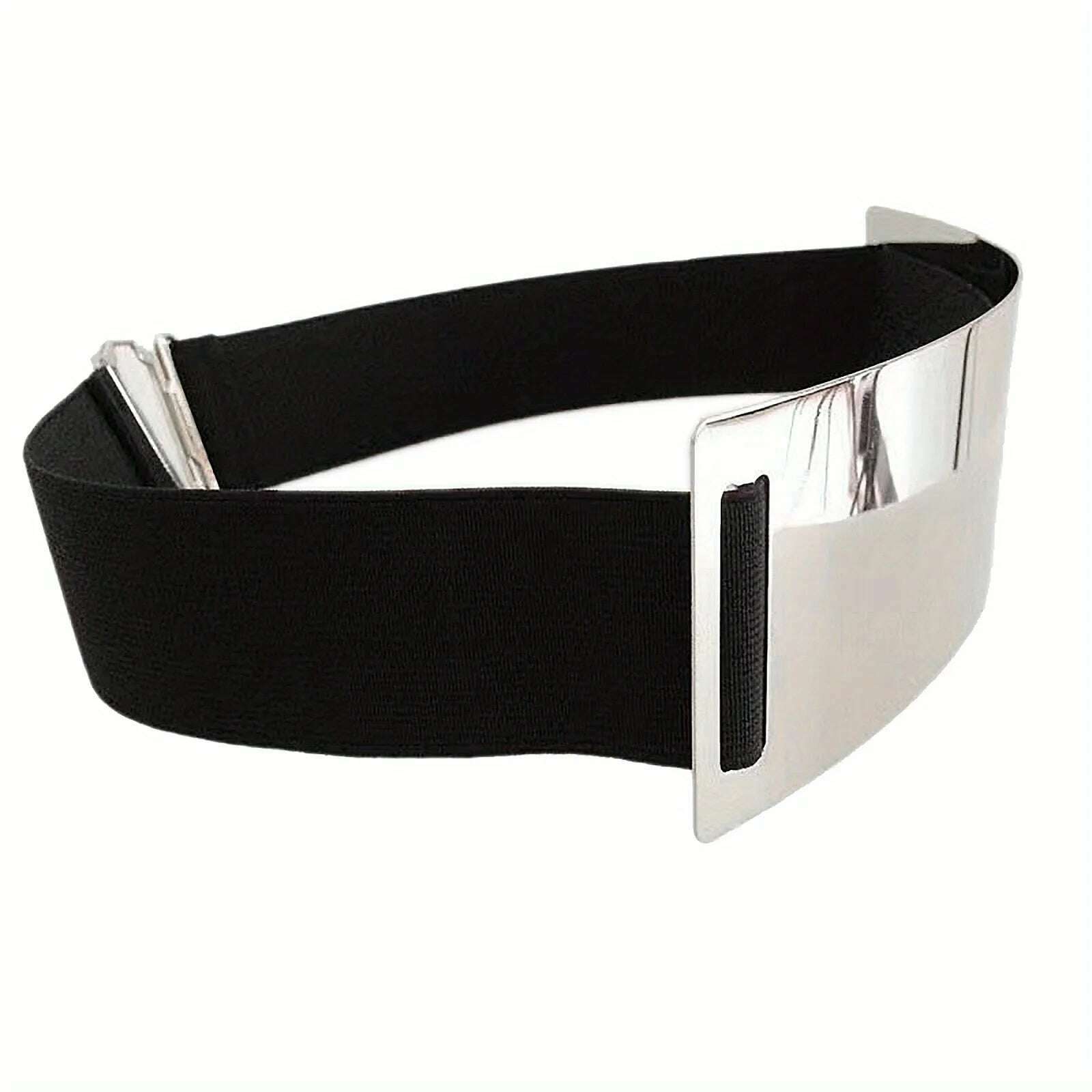 Punk-Elegant Metallic Glossy Wide Belt Waistband - Perfect for Y2K Dresses & Girdles! - KIMLUD
