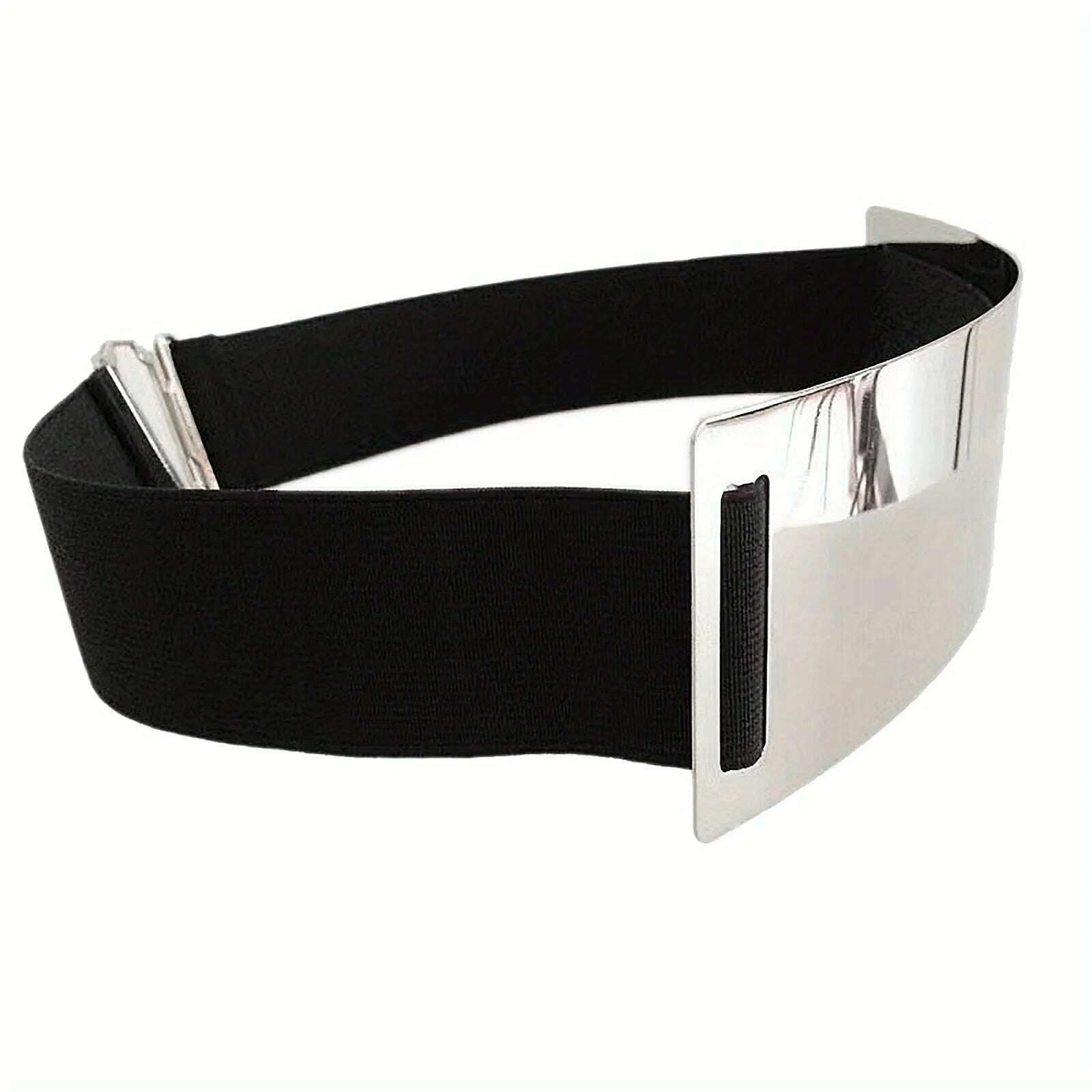 KIMLUD, Punk-Elegant Metallic Glossy Wide Belt Waistband - Perfect for Y2K Dresses & Girdles!, KIMLUD Womens Clothes