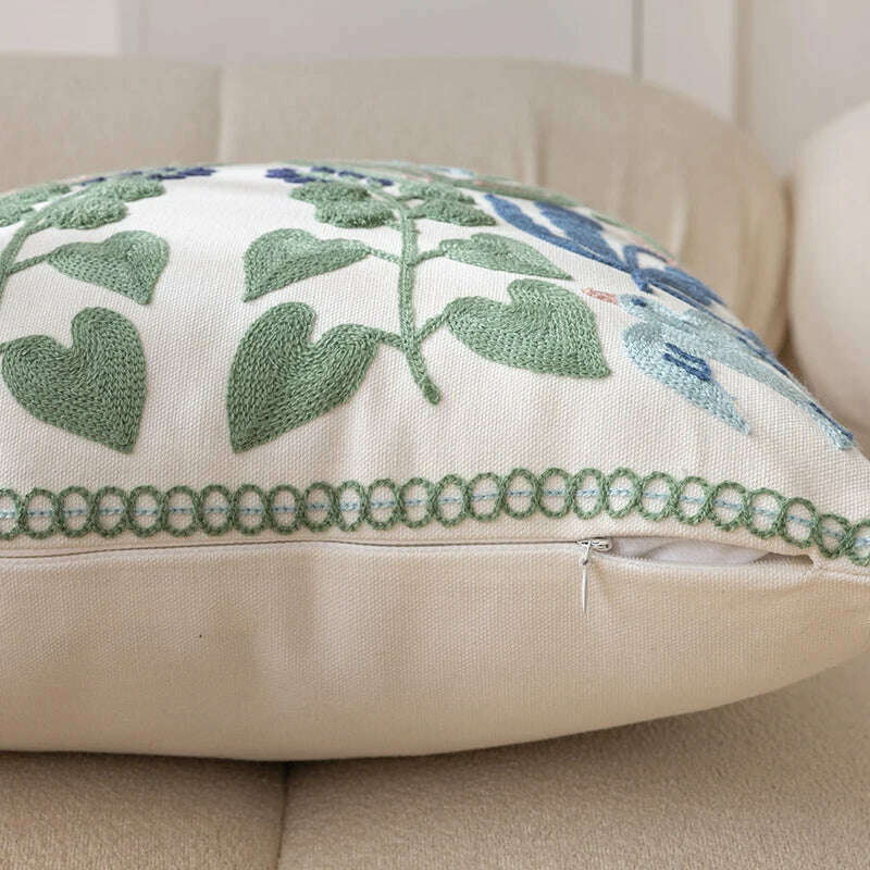 KIMLUD, Pure Cotton Embroidery Office Cushion Pillowcase Car Cushion Cover45X45CM Lumbar Pillowcase Sofa Pillowcase, KIMLUD Womens Clothes