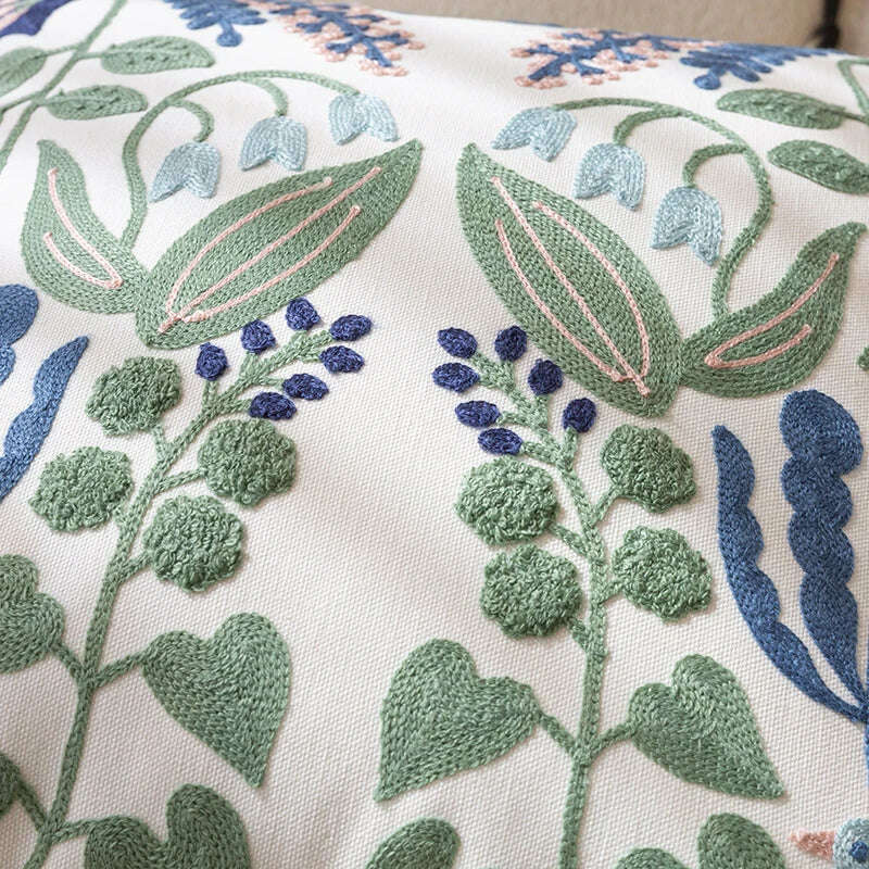 KIMLUD, Pure Cotton Embroidery Office Cushion Pillowcase Car Cushion Cover45X45CM Lumbar Pillowcase Sofa Pillowcase, KIMLUD Womens Clothes