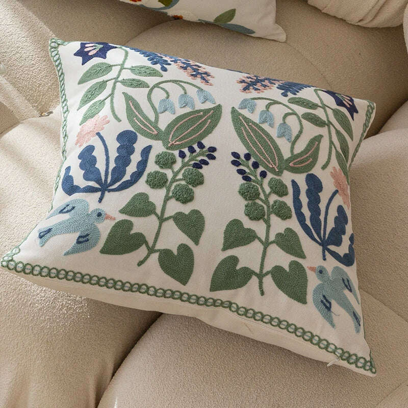 KIMLUD, Pure Cotton Embroidery Office Cushion Pillowcase Car Cushion Cover45X45CM Lumbar Pillowcase Sofa Pillowcase, KIMLUD Womens Clothes