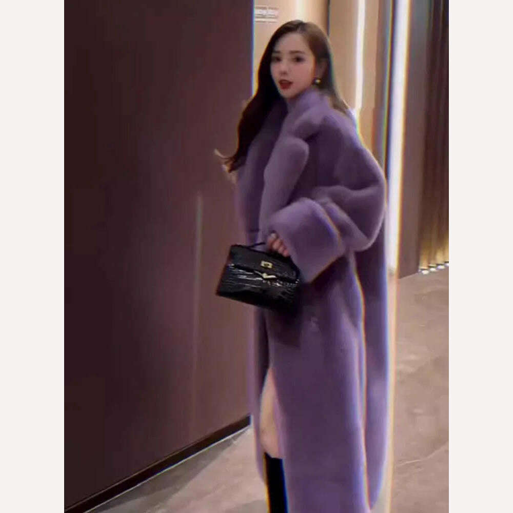 KIMLUD, Purple Fur Integrated Lamb Cashmere Coat 2024 Winter New Small Fragrant Coat, KIMLUD Womens Clothes