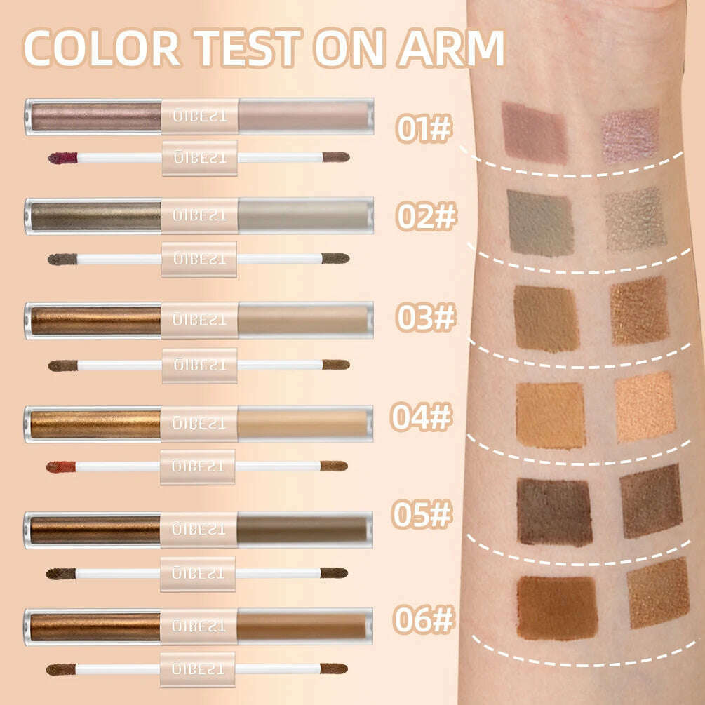 QIBEST Double End Glitter Matte Eye shadow Stick Pencil Eyeshadow Makeup Waterproof Bicolor Shimmer Cosmetics Beauty Makeup Tool - KIMLUD