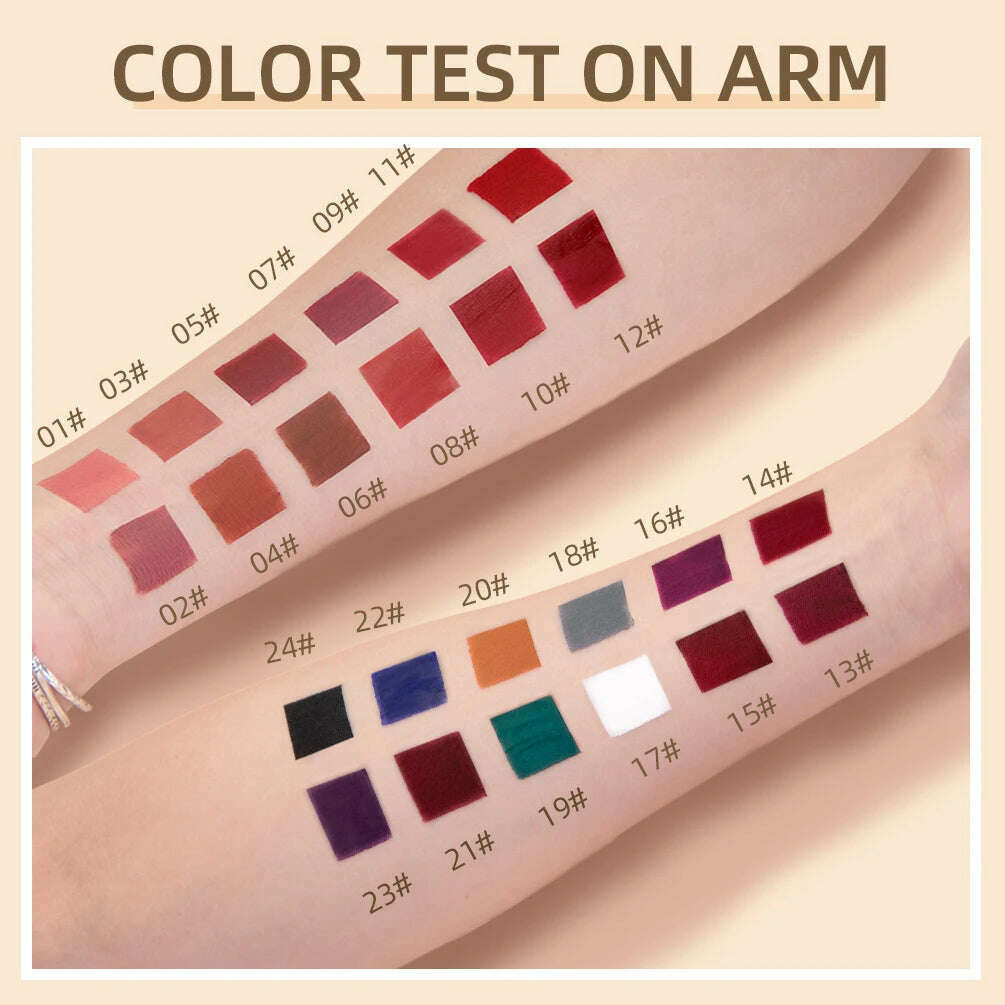 QIBEST Matte Liquid Lipstick Waterproof Long Lasting Lip Gloss Velvet Mate Nude Red Tint Tube Lipsticks Lipgloss Makeup Cosmetic - KIMLUD