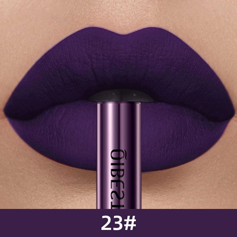 QIBEST Matte Liquid Lipstick Waterproof Long Lasting Lip Gloss Velvet Mate Nude Red Tint Tube Lipsticks Lipgloss Makeup Cosmetic - KIMLUD