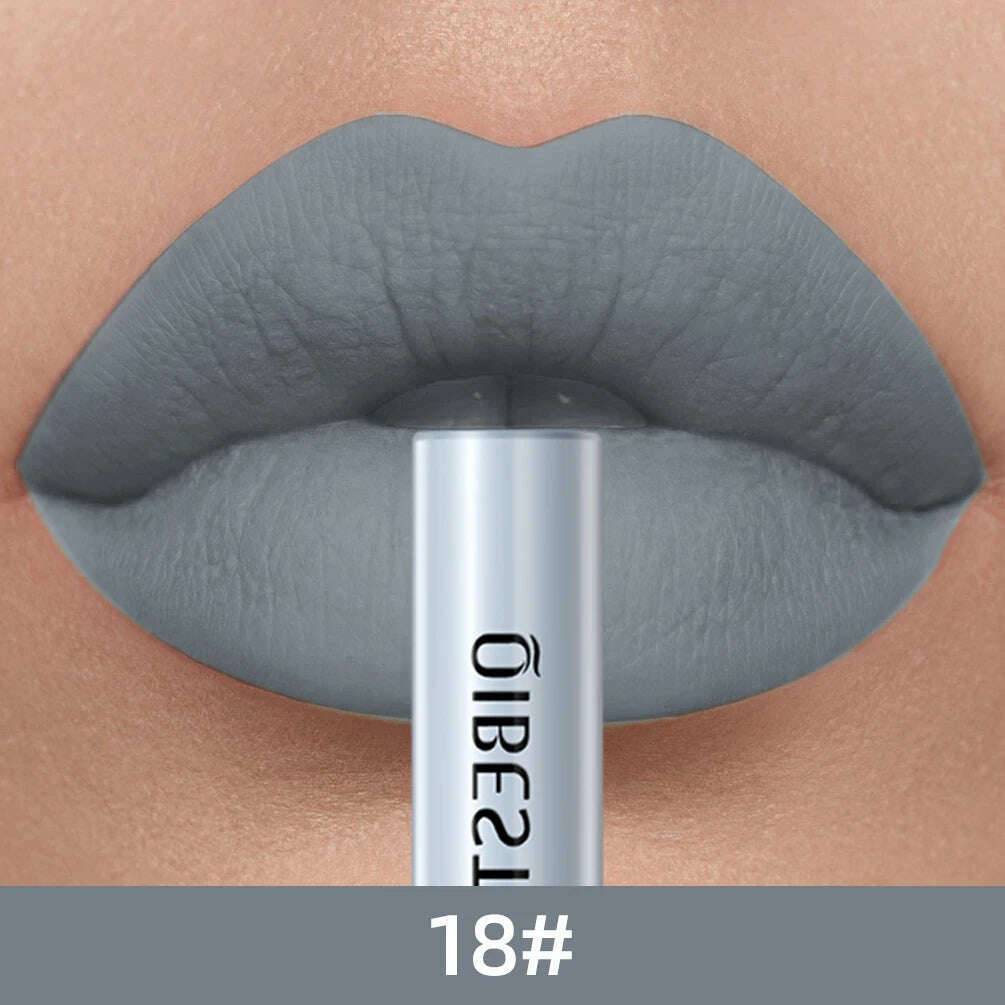 QIBEST Matte Liquid Lipstick Waterproof Long Lasting Lip Gloss Velvet Mate Nude Red Tint Tube Lipsticks Lipgloss Makeup Cosmetic - KIMLUD