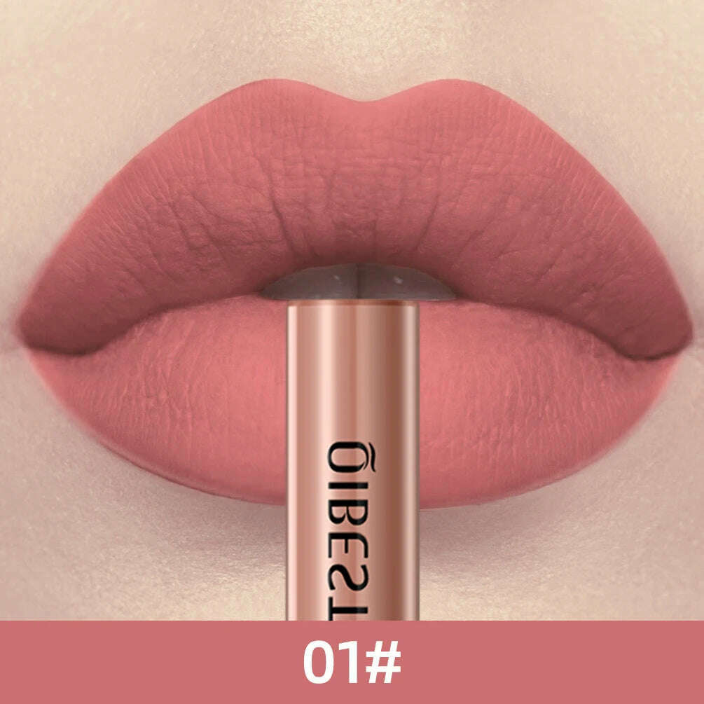 QIBEST Matte Liquid Lipstick Waterproof Long Lasting Lip Gloss Velvet Mate Nude Red Tint Tube Lipsticks Lipgloss Makeup Cosmetic - KIMLUD