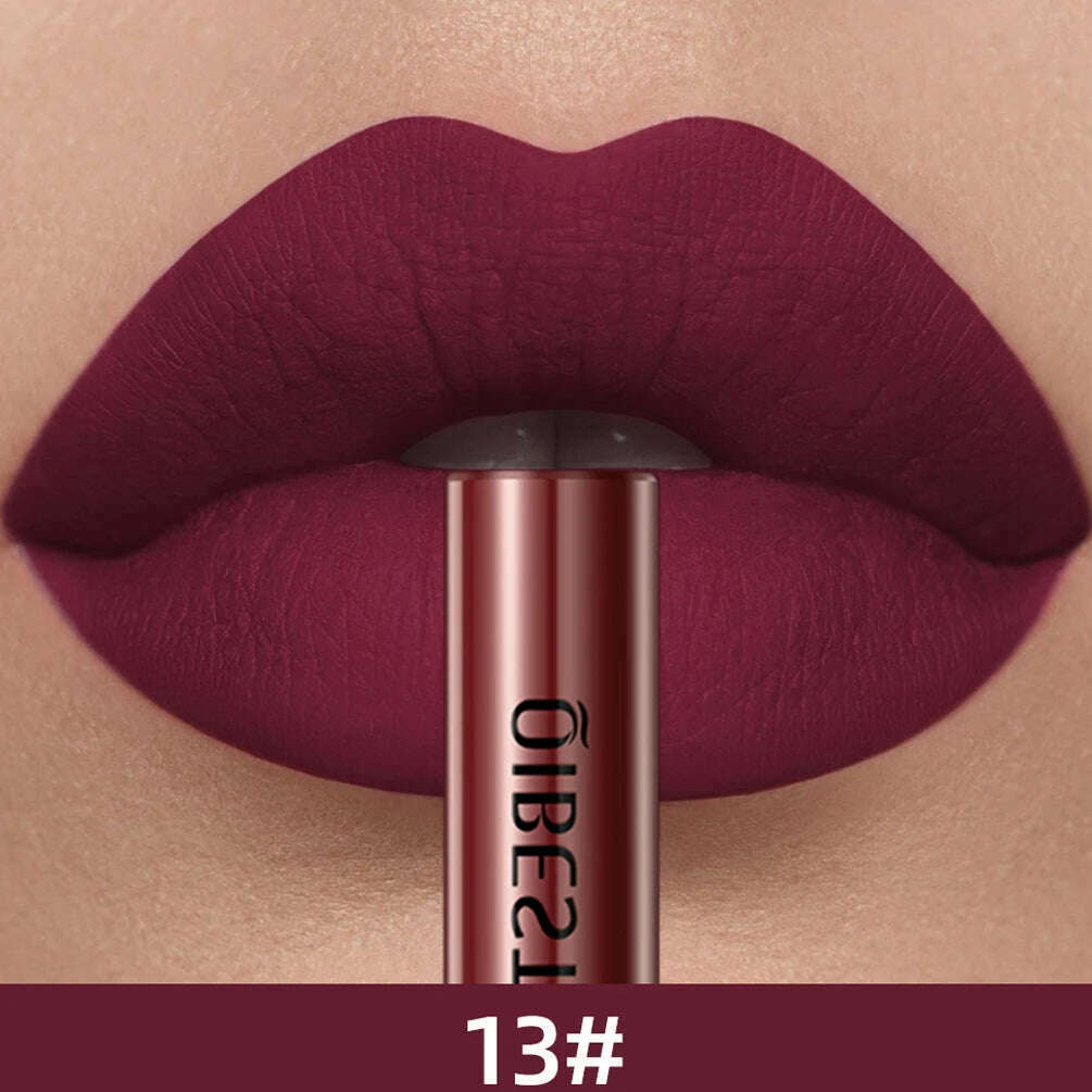 QIBEST Sexy Long Lasting Velvet Matte Lip Gloss Liquid Lipstick Lip Makeup Women Beauty Red Nonstick Cup Waterproof Lip Gloss - KIMLUD