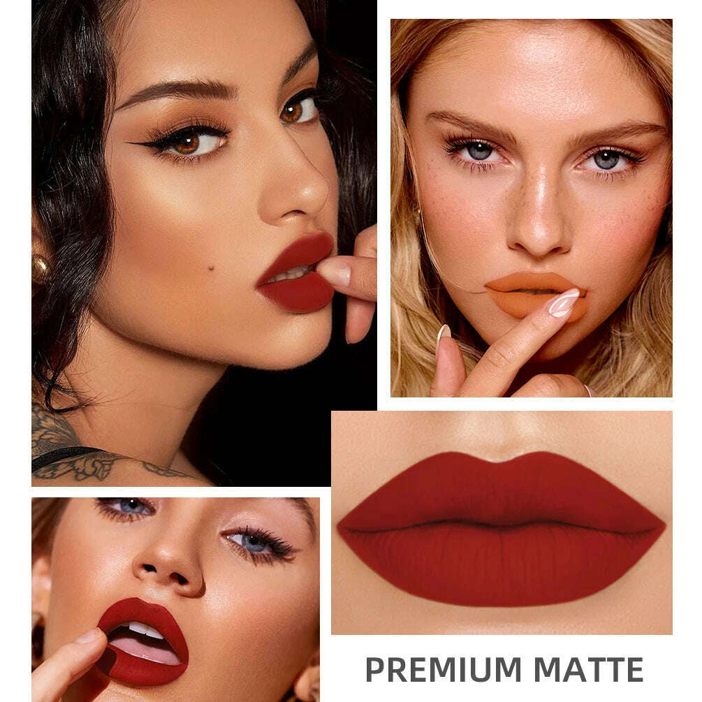QIBEST Sexy Long Lasting Velvet Matte Lip Gloss Liquid Lipstick Lip Makeup Women Beauty Red Nonstick Cup Waterproof Lip Gloss - KIMLUD