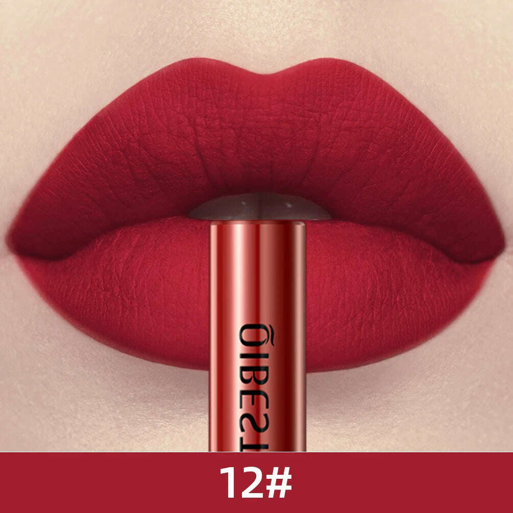 QIBEST Sexy Long Lasting Velvet Matte Lip Gloss Liquid Lipstick Lip Makeup Women Beauty Red Nonstick Cup Waterproof Lip Gloss - KIMLUD