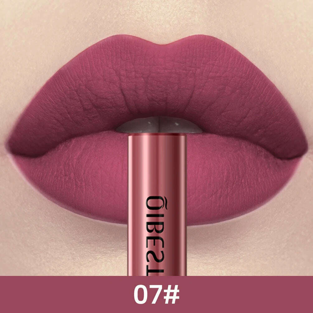 QIBEST Sexy Long Lasting Velvet Matte Lip Gloss Liquid Lipstick Lip Makeup Women Beauty Red Nonstick Cup Waterproof Lip Gloss - KIMLUD