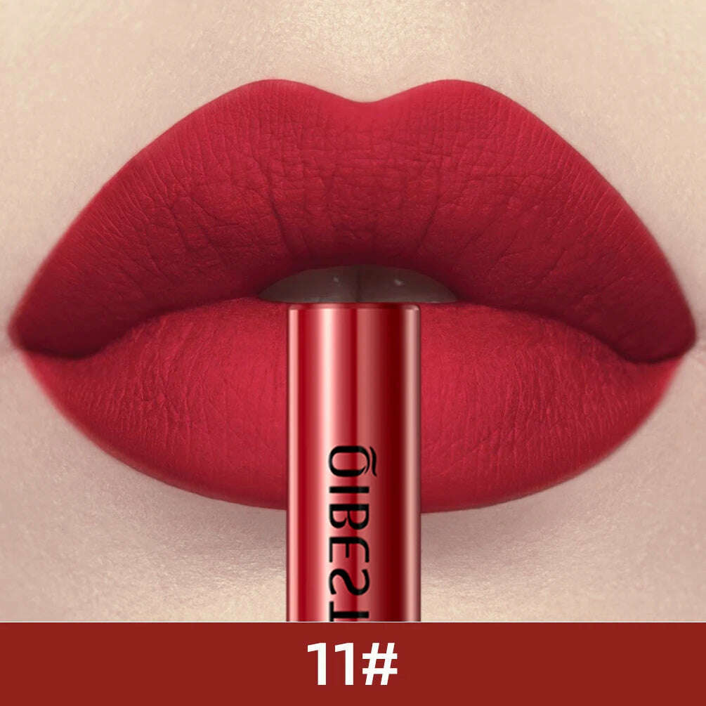 QIBEST Sexy Long Lasting Velvet Matte Lip Gloss Liquid Lipstick Lip Makeup Women Beauty Red Nonstick Cup Waterproof Lip Gloss - KIMLUD