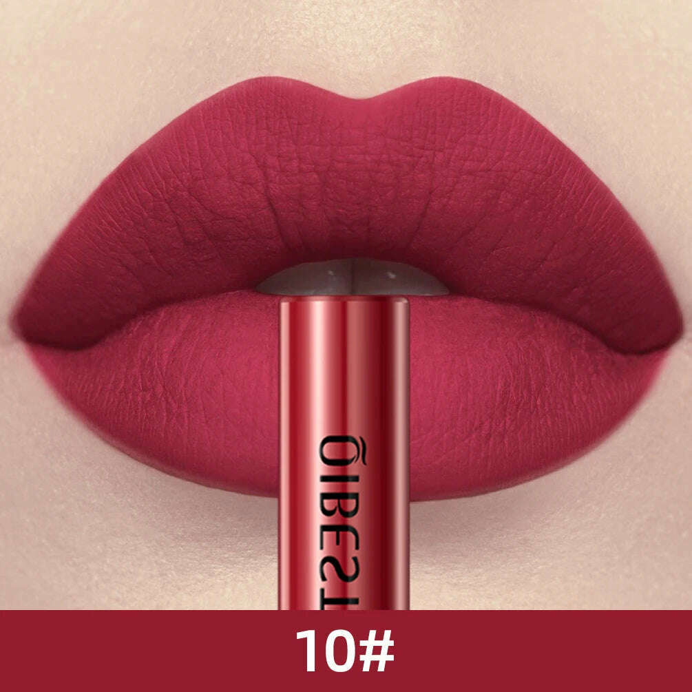 QIBEST Sexy Long Lasting Velvet Matte Lip Gloss Liquid Lipstick Lip Makeup Women Beauty Red Nonstick Cup Waterproof Lip Gloss - KIMLUD
