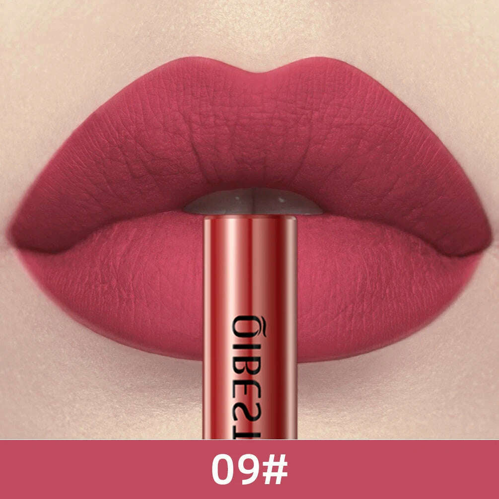 QIBEST Sexy Long Lasting Velvet Matte Lip Gloss Liquid Lipstick Lip Makeup Women Beauty Red Nonstick Cup Waterproof Lip Gloss - KIMLUD