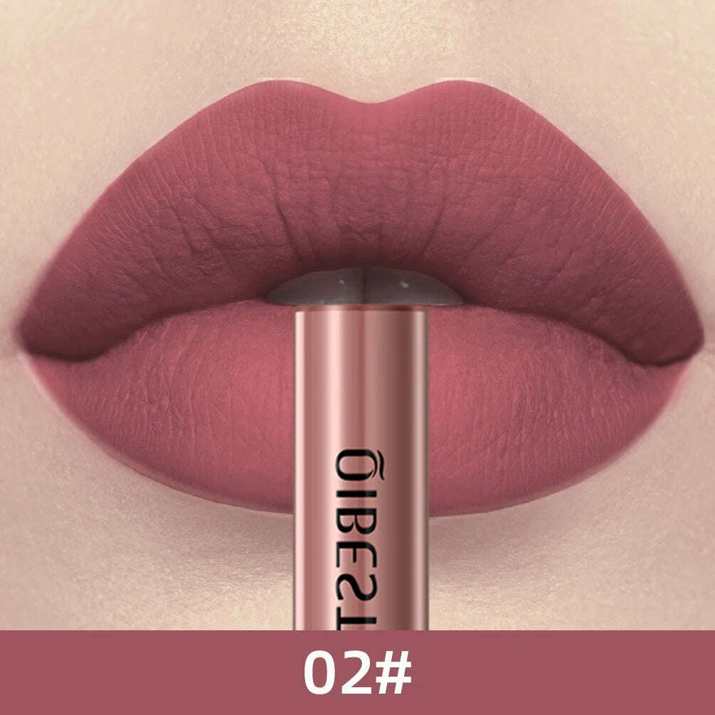 QIBEST Sexy Long Lasting Velvet Matte Lip Gloss Liquid Lipstick Lip Makeup Women Beauty Red Nonstick Cup Waterproof Lip Gloss - KIMLUD