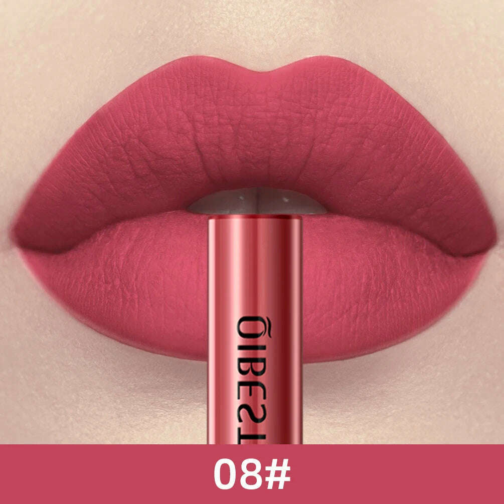 QIBEST Sexy Long Lasting Velvet Matte Lip Gloss Liquid Lipstick Lip Makeup Women Beauty Red Nonstick Cup Waterproof Lip Gloss - KIMLUD