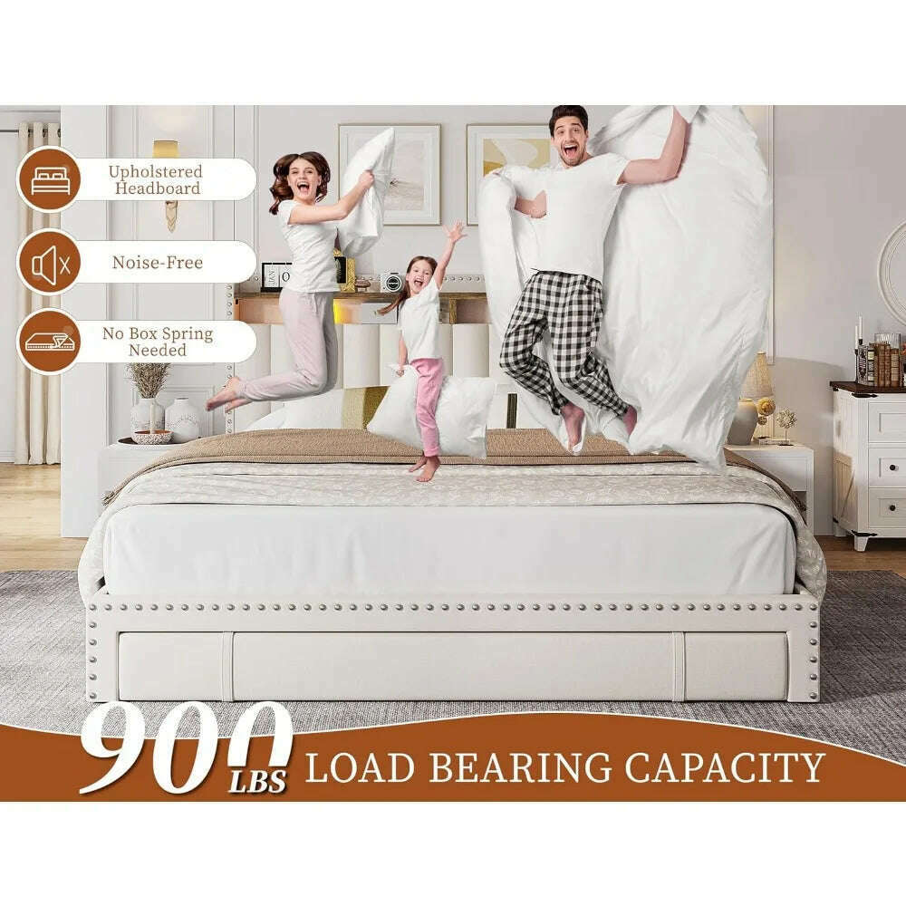 KIMLUD, Queen Bed Frame with Headboard and 3 Large Drawers, Upholstered Platform Bed Frame Queen Size with Storage, Queen Size B, KIMLUD Womens Clothes