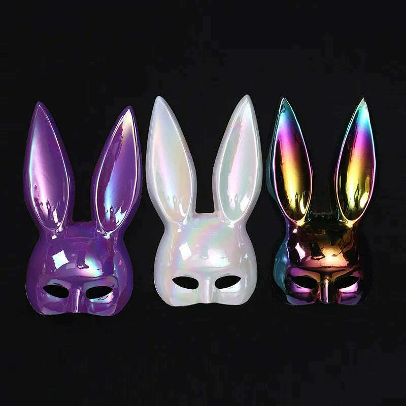 KIMLUD, Rabbit Mask Men Women Easter Bunny Ear Mask Halloween Carnival Party Bar Nightclub Sexy Half Face Masks Cosplay Masquerade Props, KIMLUD Womens Clothes